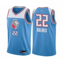 Mens Sacramento Kings 22 Richaun Holmes Authentic Blue Basketball Jersey City Edition 