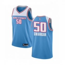 Mens Sacramento Kings 50 Caleb Swanigan Authentic Blue Basketball Jersey 2018 19 City Edition 
