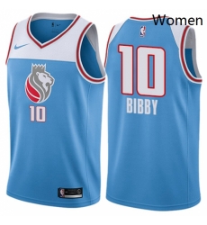 Womens Nike Sacramento Kings 10 Mike Bibby Swingman Blue NBA Jersey City Edition