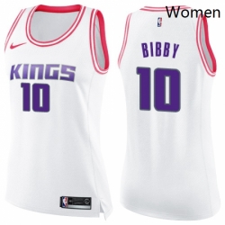 Womens Nike Sacramento Kings 10 Mike Bibby Swingman WhitePink Fashion NBA Jersey
