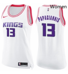 Womens Nike Sacramento Kings 13 Georgios Papagiannis Swingman WhitePink Fashion NBA Jersey