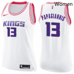 Womens Nike Sacramento Kings 13 Georgios Papagiannis Swingman WhitePink Fashion NBA Jersey