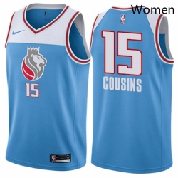 Womens Nike Sacramento Kings 15 DeMarcus Cousins Swingman Blue NBA Jersey City Edition