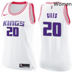 Womens Nike Sacramento Kings 20 Harry Giles Swingman WhitePink Fashion NBA Jersey 