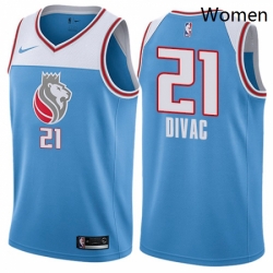 Womens Nike Sacramento Kings 21 Vlade Divac Swingman Blue NBA Jersey City Edition