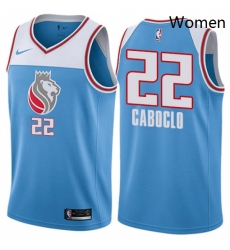 Womens Nike Sacramento Kings 22 Bruno Caboclo Swingman Blue NBA Jersey City Edition 