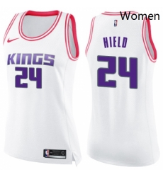 Womens Nike Sacramento Kings 24 Buddy Hield Swingman WhitePink Fashion NBA Jersey