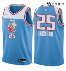 Womens Nike Sacramento Kings 25 Justin Jackson Swingman Blue NBA Jersey City Edition 