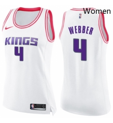 Womens Nike Sacramento Kings 4 Chris Webber Swingman WhitePink Fashion NBA Jersey