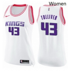 Womens Nike Sacramento Kings 43 Anthony Tolliver Swingman WhitePink Fashion NBA Jersey