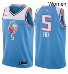 Womens Nike Sacramento Kings 5 DeAaron Fox Swingman Blue NBA Jersey City Edition 