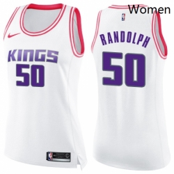 Womens Nike Sacramento Kings 50 Zach Randolph Swingman WhitePink Fashion NBA Jersey 