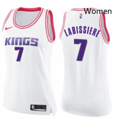 Womens Nike Sacramento Kings 7 Skal Labissiere Swingman WhitePink Fashion NBA Jersey 