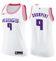 Womens Nike Sacramento Kings 9 Iman Shumpert Swingman WhitePink Fashion NBA Jersey 