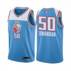 Womens Sacramento Kings 50 Caleb Swanigan Swingman Blue Basketball Jersey City Edition 