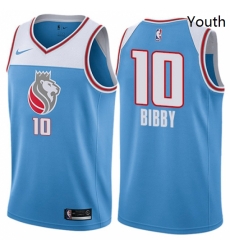 Youth Nike Sacramento Kings 10 Mike Bibby Swingman Blue NBA Jersey City Edition