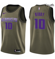 Youth Nike Sacramento Kings 10 Mike Bibby Swingman Green Salute to Service NBA Jersey