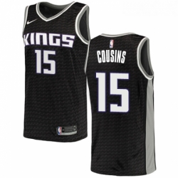 Youth Nike Sacramento Kings 15 DeMarcus Cousins Authentic Black NBA Jersey Statement Edition