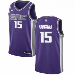 Youth Nike Sacramento Kings 15 DeMarcus Cousins Authentic Purple Road NBA Jersey Icon Edition