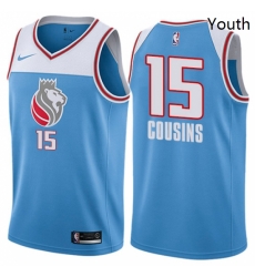 Youth Nike Sacramento Kings 15 DeMarcus Cousins Swingman Blue NBA Jersey City Edition
