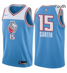 Youth Nike Sacramento Kings 15 Vince Carter Swingman Blue NBA Jersey City Edition 