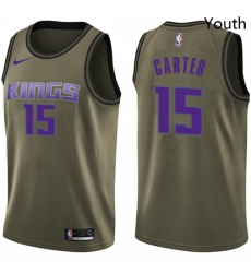 Youth Nike Sacramento Kings 15 Vince Carter Swingman Green Salute to Service NBA Jersey 