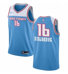 Youth Nike Sacramento Kings 16 Peja Stojakovic Swingman Blue NBA Jersey 2018 19 City Edition 