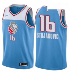 Youth Nike Sacramento Kings 16 Peja Stojakovic Swingman Blue NBA Jersey City Edition 