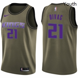 Youth Nike Sacramento Kings 21 Vlade Divac Swingman Green Salute to Service NBA Jersey