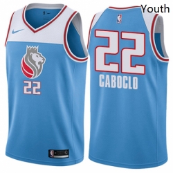 Youth Nike Sacramento Kings 22 Bruno Caboclo Swingman Blue NBA Jersey City Edition 
