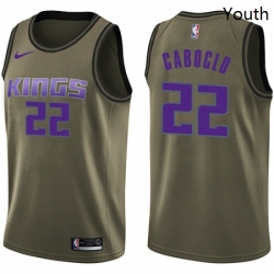 Youth Nike Sacramento Kings 22 Bruno Caboclo Swingman Green Salute to Service NBA Jersey 
