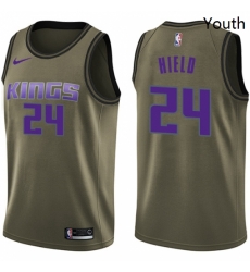 Youth Nike Sacramento Kings 24 Buddy Hield Swingman Green Salute to Service NBA Jersey