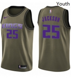 Youth Nike Sacramento Kings 25 Justin Jackson Swingman Green Salute to Service NBA Jersey 