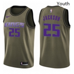 Youth Nike Sacramento Kings 25 Justin Jackson Swingman Green Salute to Service NBA Jersey 