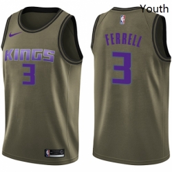 Youth Nike Sacramento Kings 3 Yogi Ferrell Swingman Green Salute to Service NBA Jersey 