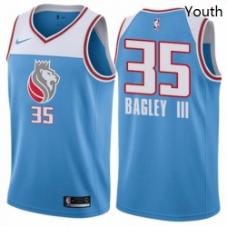 Youth Nike Sacramento Kings 35 Marvin Bagley III Swingman Blue NBA Jersey City Edition 