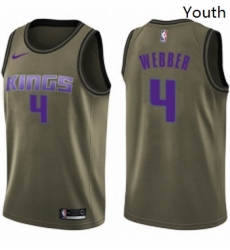 Youth Nike Sacramento Kings 4 Chris Webber Swingman Green Salute to Service NBA Jersey