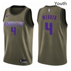 Youth Nike Sacramento Kings 4 Chris Webber Swingman Green Salute to Service NBA Jersey