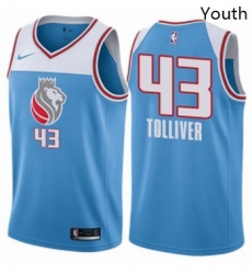 Youth Nike Sacramento Kings 43 Anthony Tolliver Swingman Blue NBA Jersey City Edition