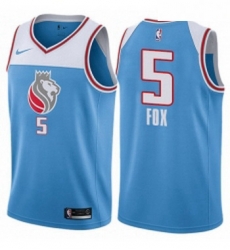 Youth Nike Sacramento Kings 5 DeAaron Fox Swingman Blue NBA Jersey City Edition 