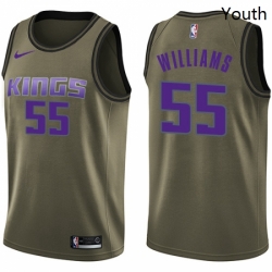 Youth Nike Sacramento Kings 55 Jason Williams Swingman Green Salute to Service NBA Jersey 
