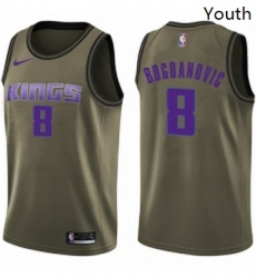 Youth Nike Sacramento Kings 8 Bogdan Bogdanovic Swingman Green Salute to Service NBA Jersey 