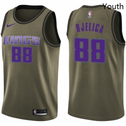 Youth Nike Sacramento Kings 88 Nemanja Bjelica Swingman Green Salute to Service NBA Jersey 
