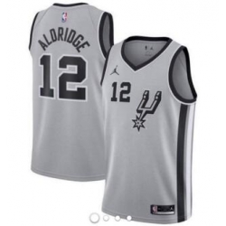 Men Jordan San Antonio Spurs 12 LaMarcus Aldridge Swingman Silver Alternate NBA Jersey Statement Edition