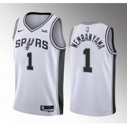 Men San Antonio Spurs 1 Victor Wembanyama White 2022 23 Association Edition Stitched Basketball Jersey