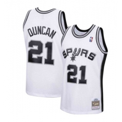Men San Antonio Spurs 21 Tim Duncan White 1998 99 Throwback Basketball Jersey
