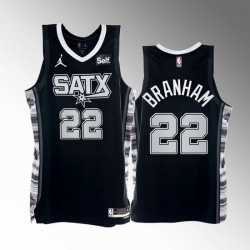 Men San Antonio Spurs 22 Malaki Branham 2022 23 Black Black Stitched Basketball Jersey