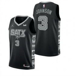 Men San Antonio Spurs 3 Keldon Johnson Black 2022 23 Statement Edition Stitched Basketball Jersey