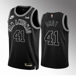 Men San Antonio Spurs 41 Raiquan Gray 2022 23 Black Classic Edition Stitched Basketball Jersey