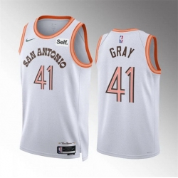 Men San Antonio Spurs 41 Raiquan Gray White 2023 24 City Edition Stitched Basketball Jersey